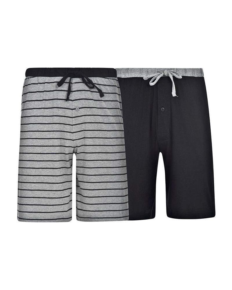Men's Knit Jam Shorts, Pack of 2 Black and Grey Stripe/Solid Black $16.34 Pajama